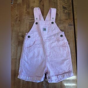 Carhartt Jumper/Overall - Shorts - Pink Striped 24 Months
